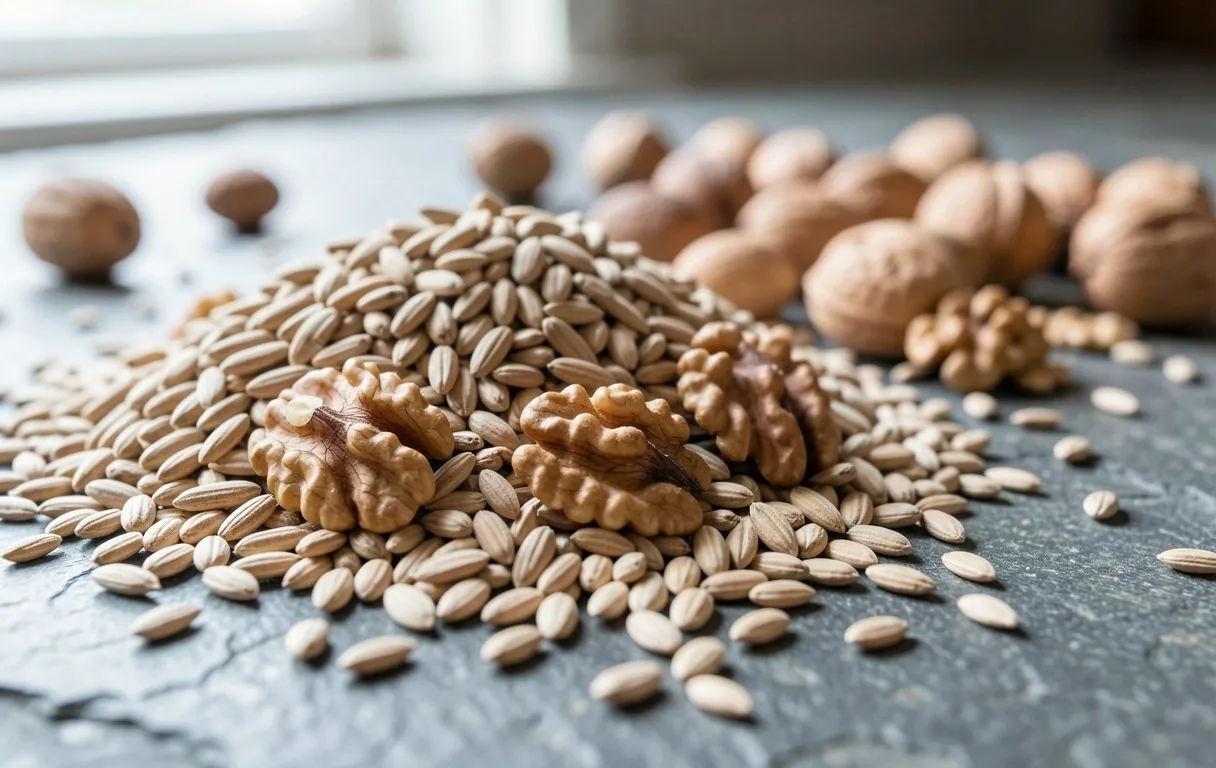 Whole grains on stone